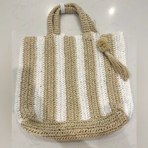 Mark & Graham straw beach tote. NWT